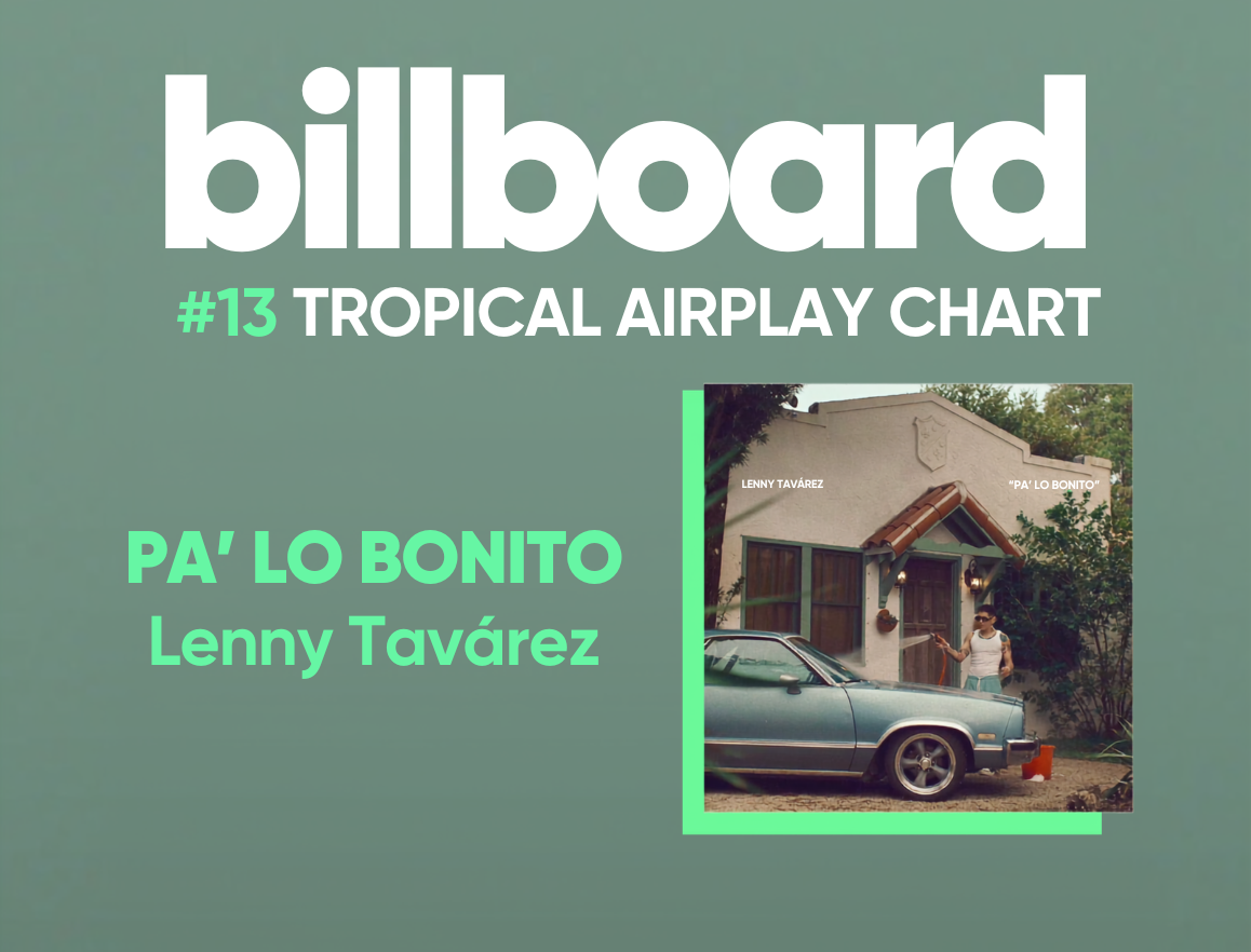 lenny tavárez debuta en el billboard tropical airplay chart con “pa' lo bonito”1